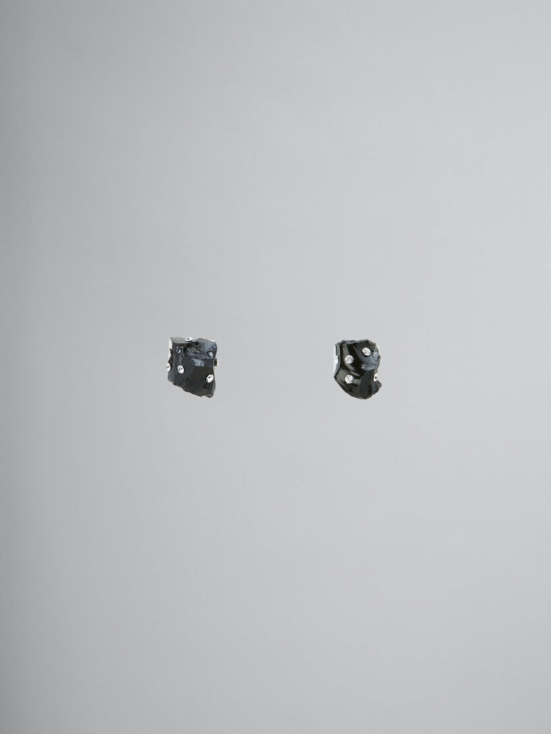 Marni Obsidian Stud With Rhinestone Polka Dots μαυρα οψιάνος | UGRTG12326