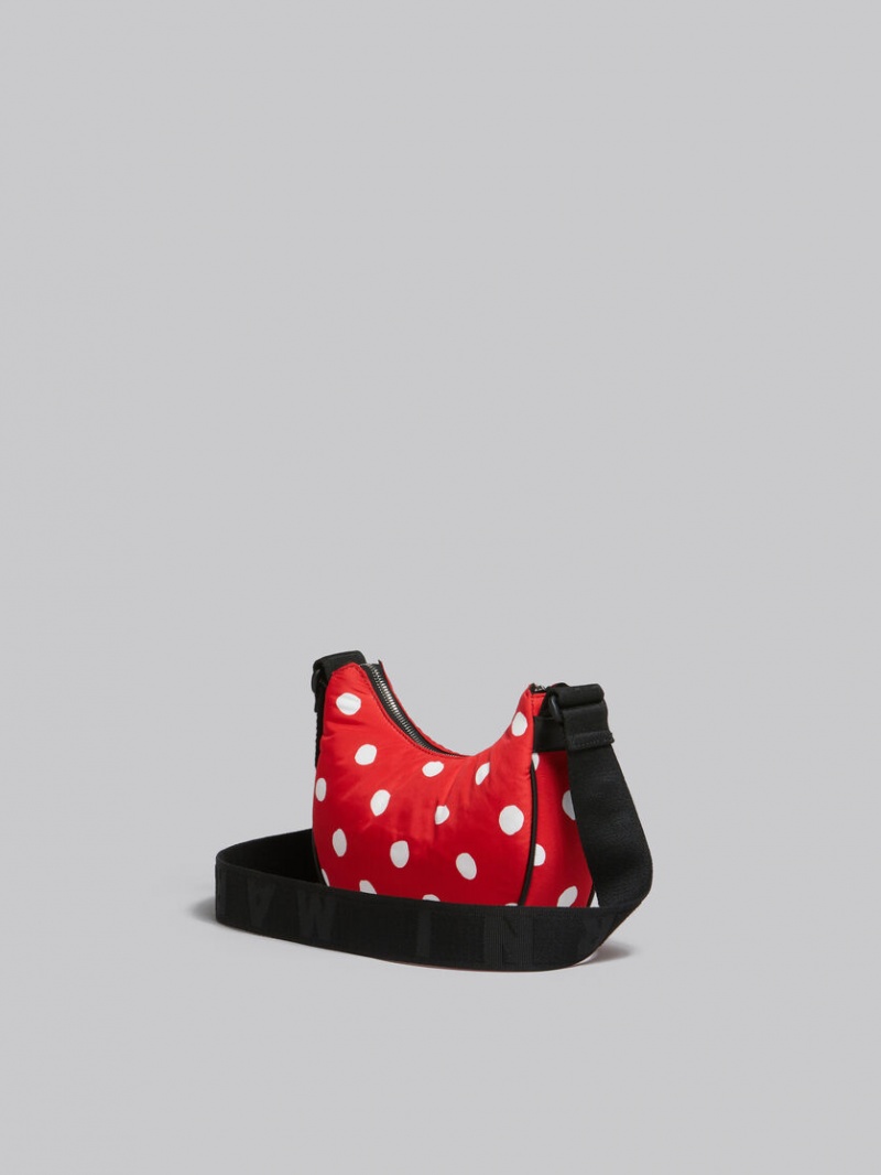 Marni Polka-dot νάιλον Puff Hobo Small Bag κοκκινα | YGRGT51017