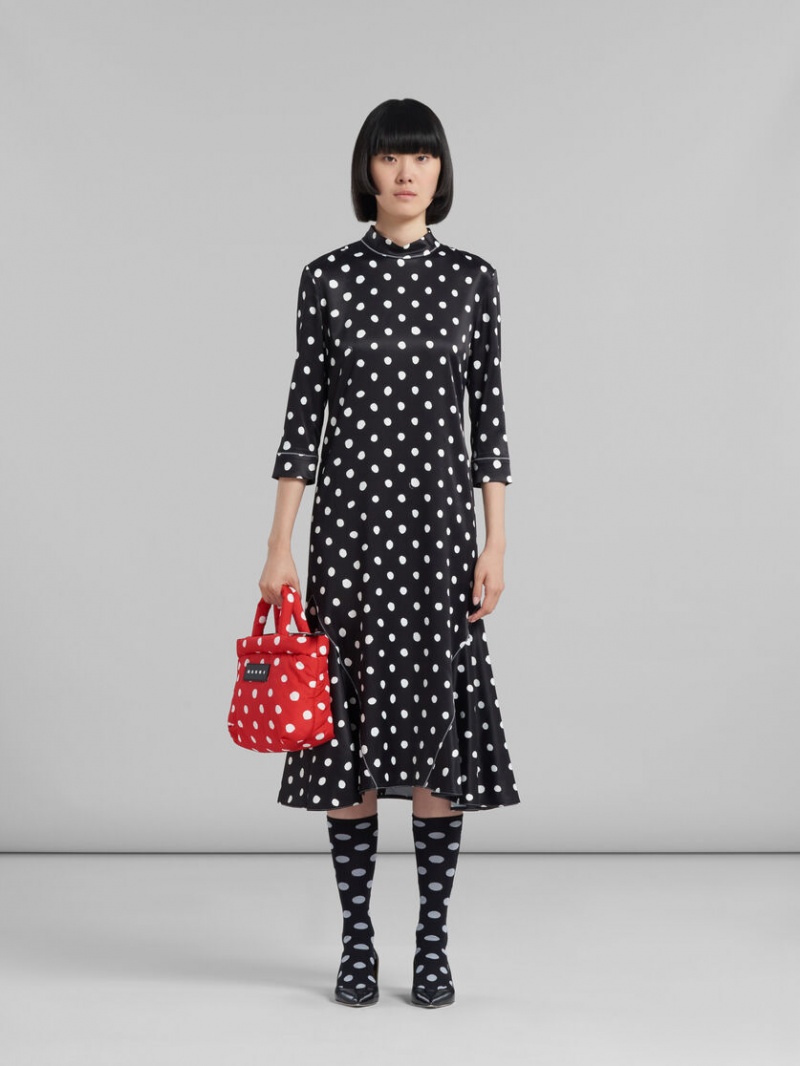 Marni Polka-dot νάιλον Puff Mini Tote Bag κοκκινα | GGRUC85659