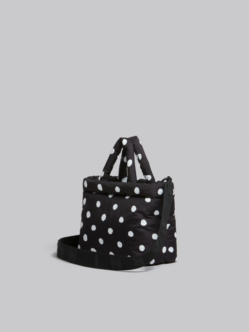 Marni Polka-dot νάιλον Puff Mini Tote Bag μαυρα | SGRVO45334