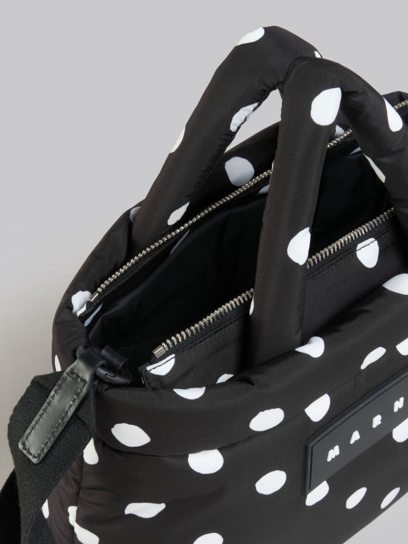 Marni Polka-dot νάιλον Puff Mini Tote Bag μαυρα | SGRVO45334