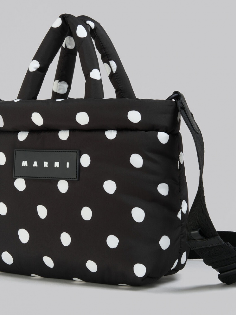 Marni Polka-dot νάιλον Puff Mini Tote Bag μαυρα | SGRVO45334