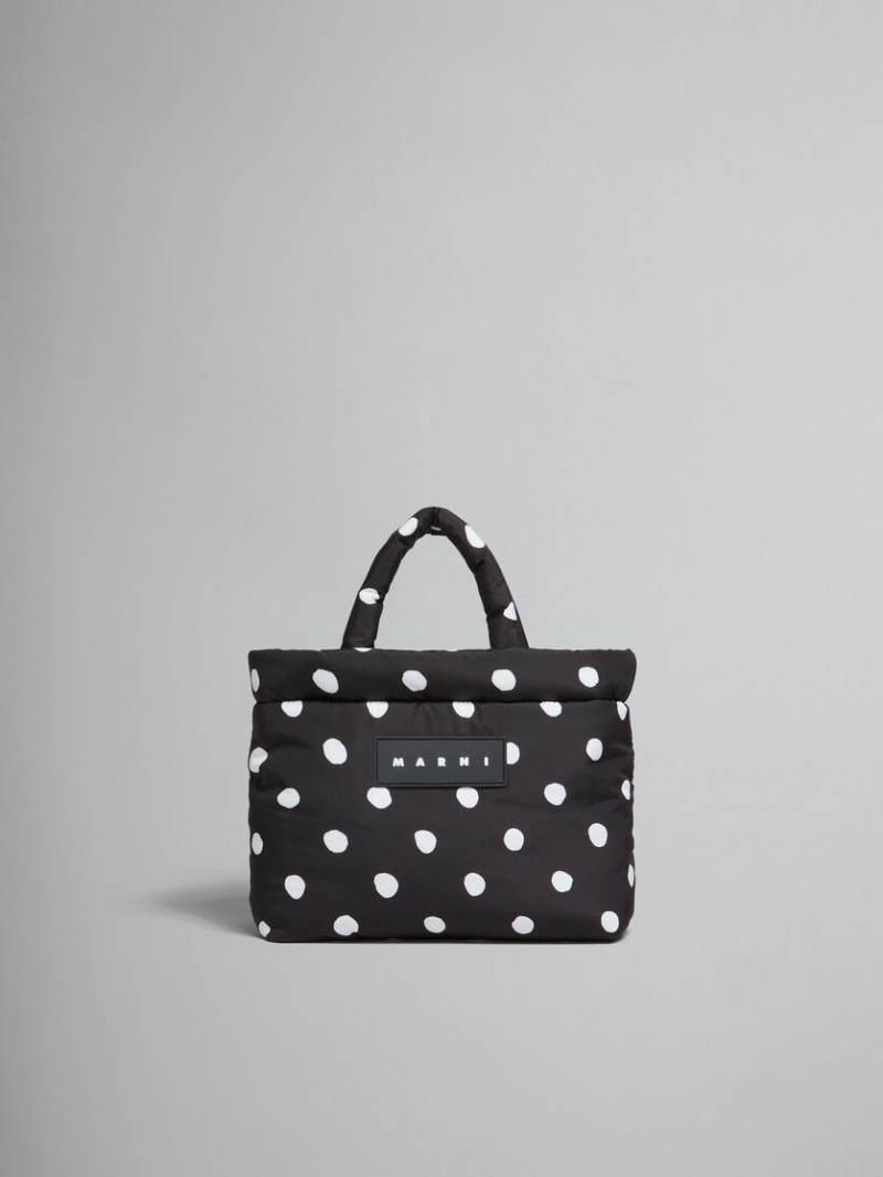 Marni Polka-dot νάιλον Puff Mini Tote Bag μαυρα | SGRVO45334