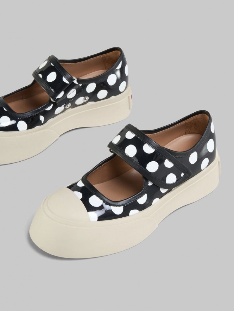 Marni Polka-dot λουστρινι δερματινα Pablo Mary Jane Sneaker μαυρα ασπρα | GRIIZ94576