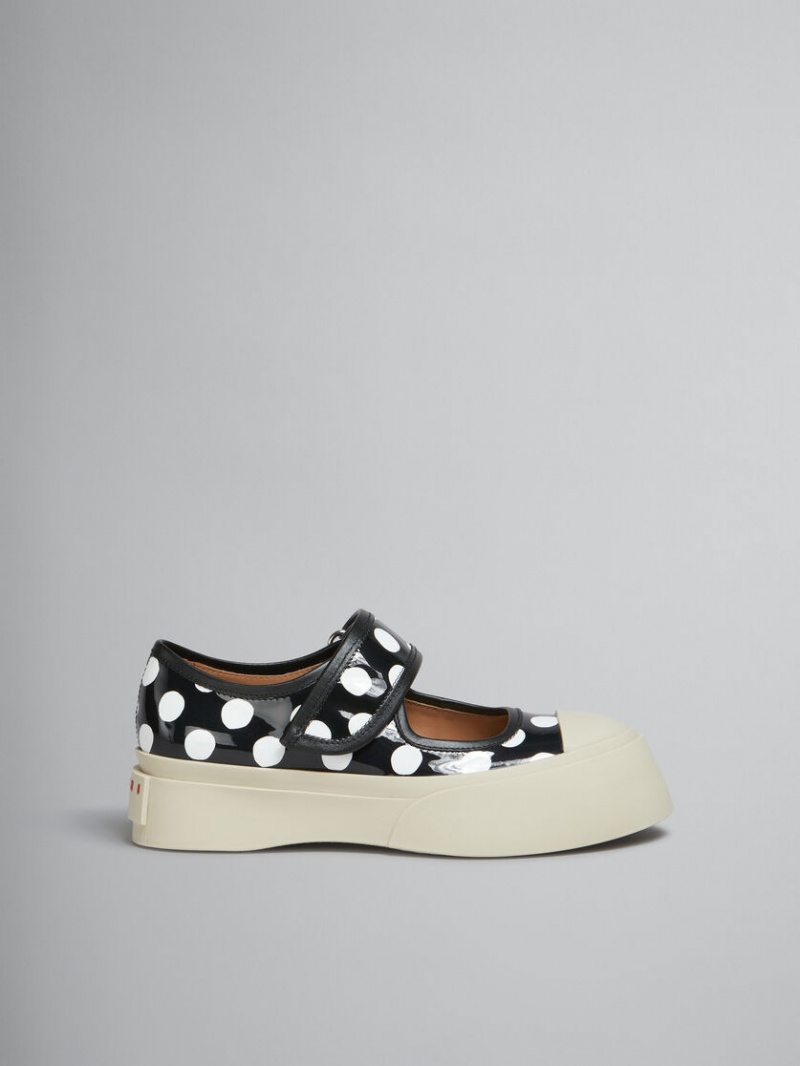 Marni Polka-dot λουστρινι δερματινα Pablo Mary Jane Sneaker μαυρα ασπρα | GRIIZ94576