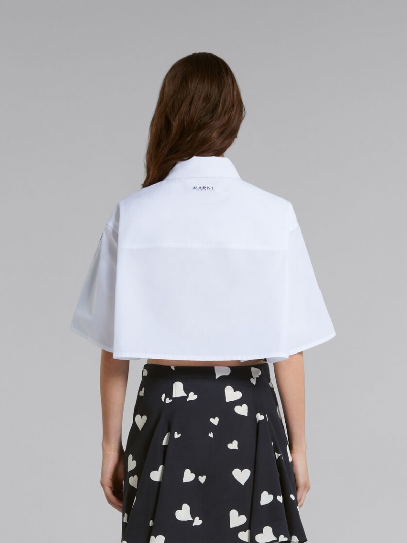 Marni Poplin Shirt With Bunch Of Hearts Print μαυρα | EGRHC21393