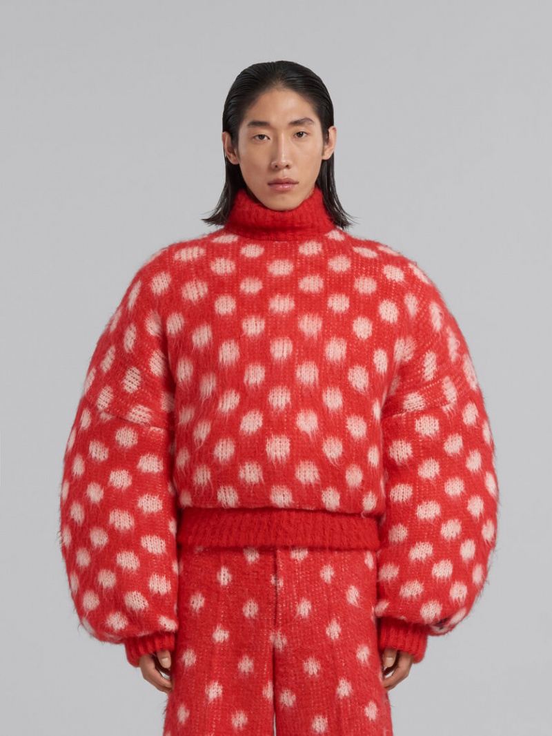 Marni Puffy Mohair Jumper With Polka Dots κοκκινα | XGRGW23515