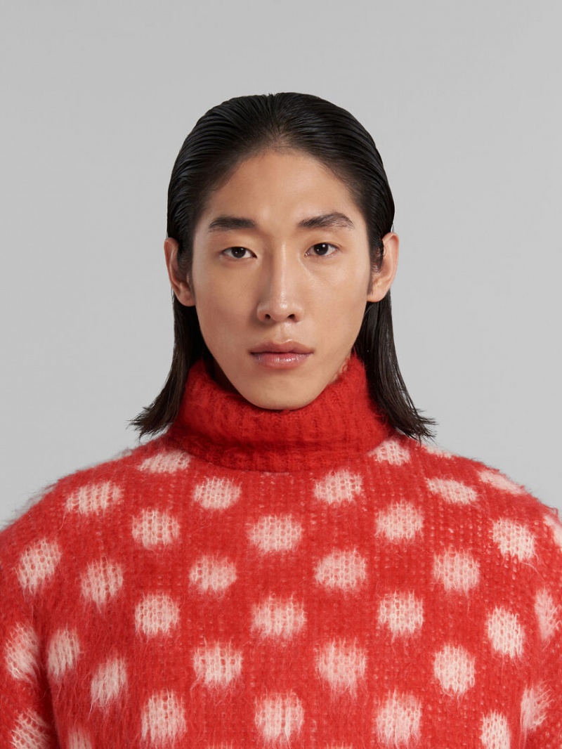 Marni Puffy Mohair Jumper With Polka Dots κοκκινα | XGRGW23515