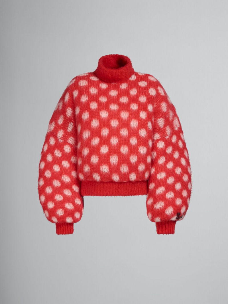 Marni Puffy Mohair Jumper With Polka Dots κοκκινα | XGRGW23515