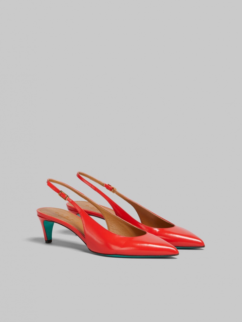 Marni Red Palmellato δερματινα Rhythm Slingback κοκκινα | TGRWZ95940