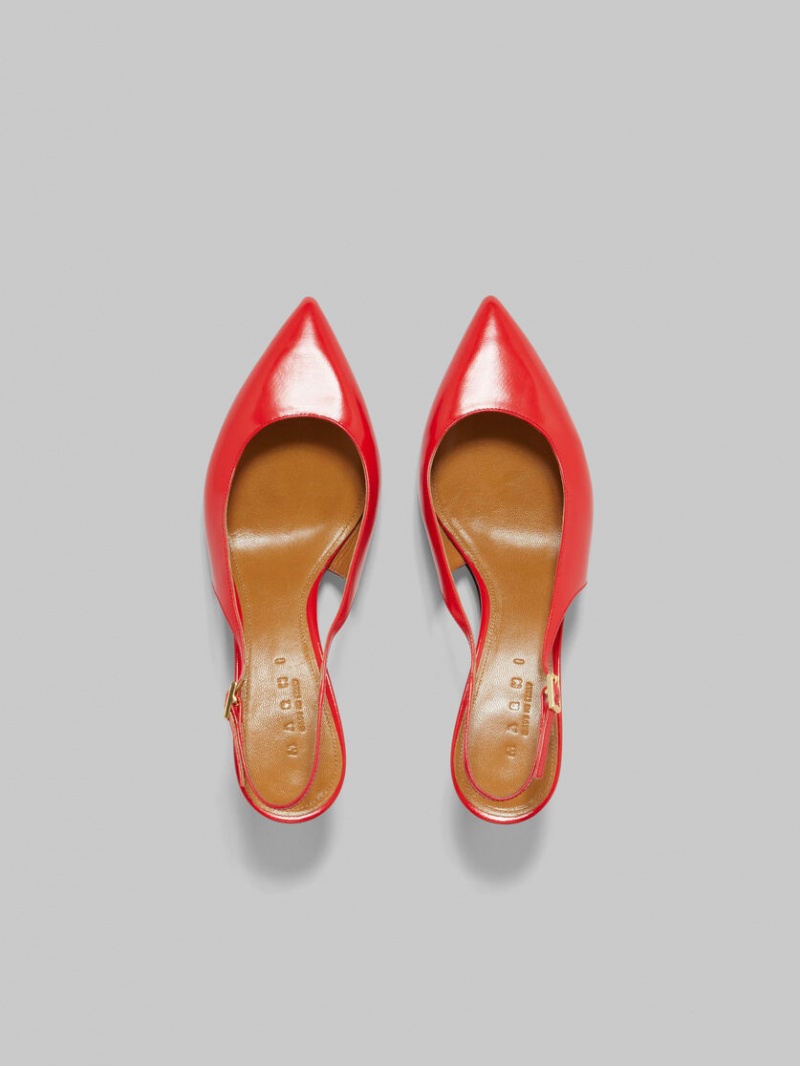 Marni Red Palmellato δερματινα Rhythm Slingback κοκκινα | TGRWZ95940