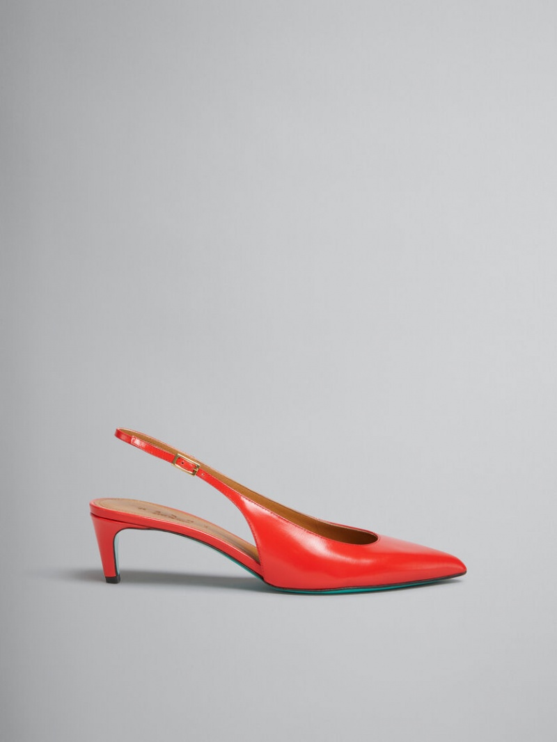 Marni Red Palmellato δερματινα Rhythm Slingback κοκκινα | TGRWZ95940