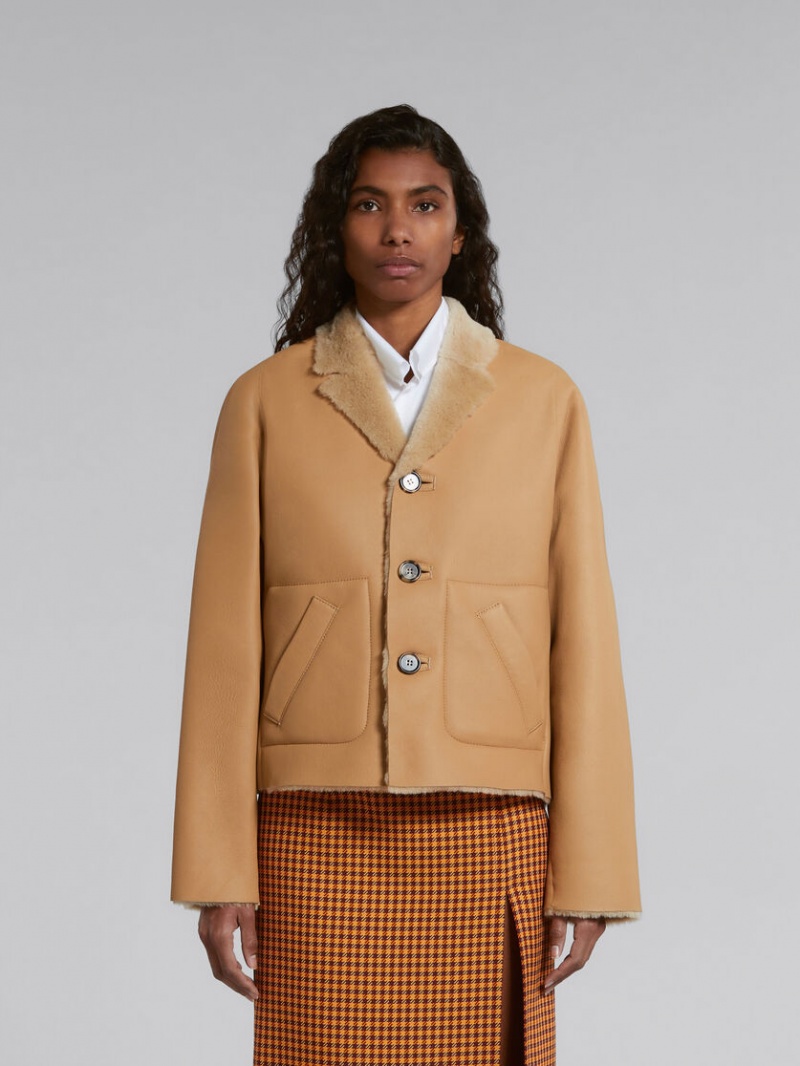 Marni Reversible Shearling Jacket Μπεζ | EGRVG99683