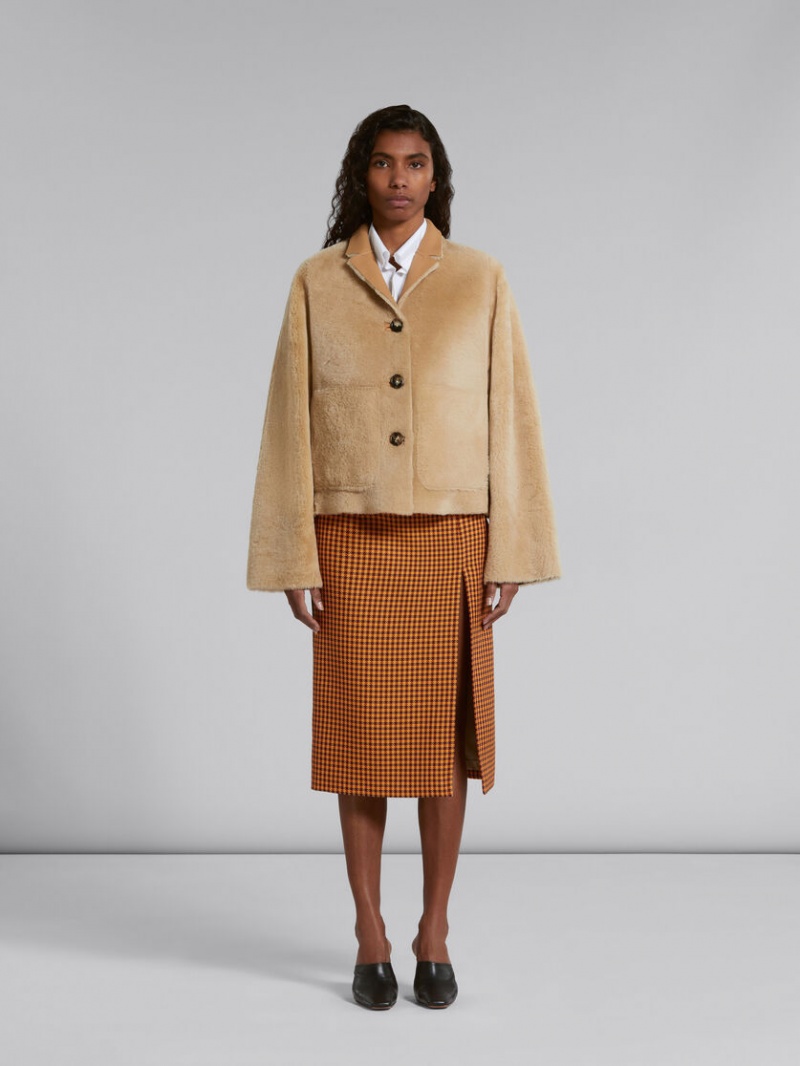 Marni Reversible Shearling Jacket Μπεζ | EGRVG99683