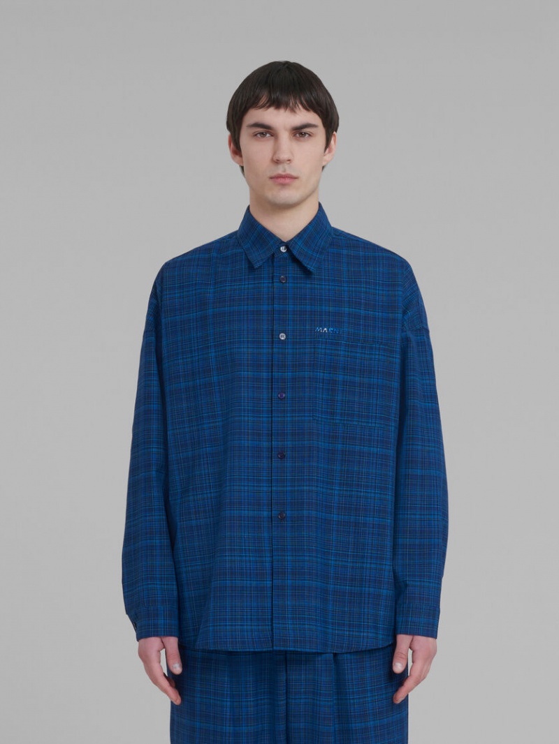 Marni Shirt Checked Light Μαλλί μπλε ανοιχτο | XGRGW24116