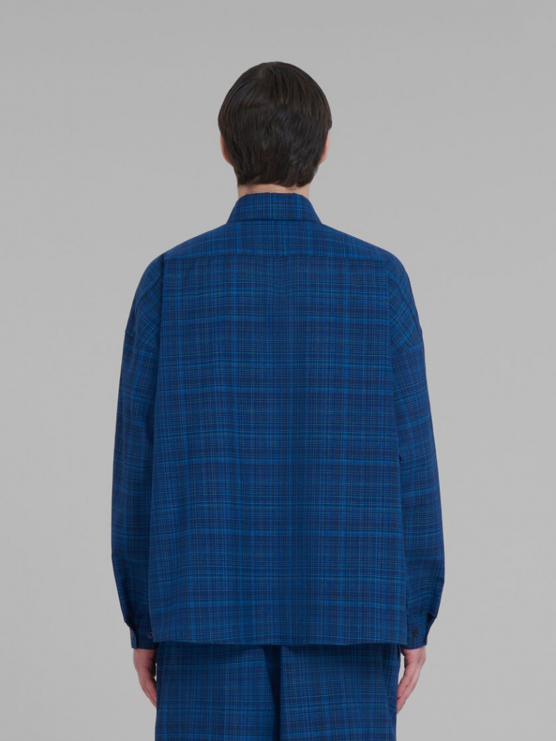 Marni Shirt Checked Light Μαλλί μπλε ανοιχτο | XGRGW24116