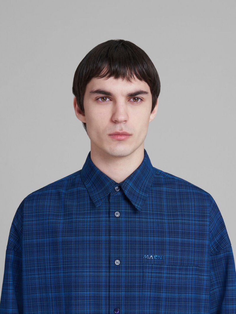 Marni Shirt Checked Light Μαλλί μπλε ανοιχτο | XGRGW24116