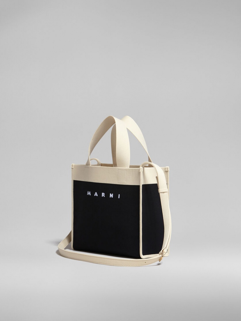 Marni Small Shopping Bag Jacquard μαυρα ασπρα | GRJKU98625