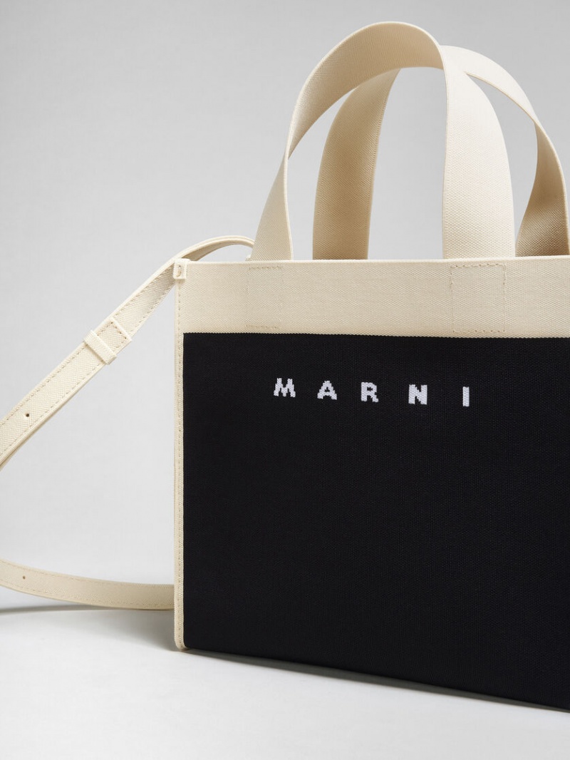 Marni Small Shopping Bag Jacquard μαυρα ασπρα | GRJKU98625