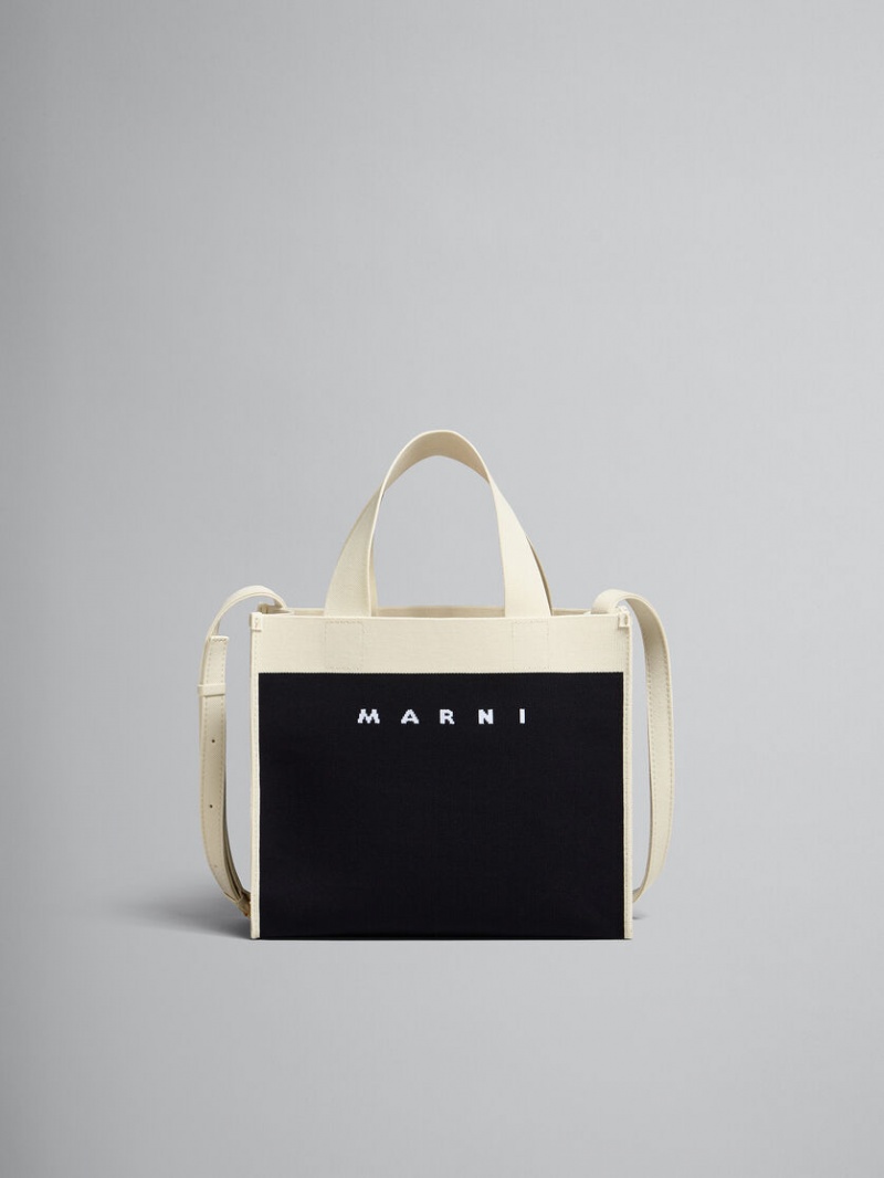 Marni Small Shopping Bag Jacquard μαυρα ασπρα | GRJKU98625