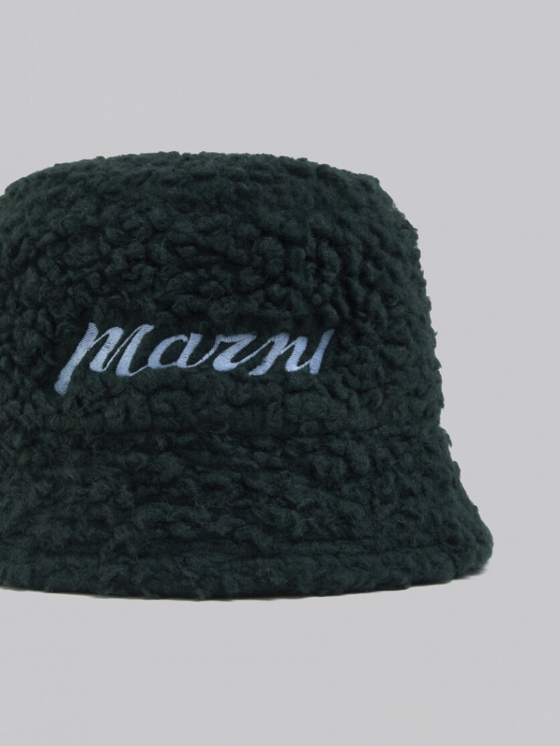 Marni Teddy Bucket Hat With Embroidered Logo πρασινο | XGRGW94751