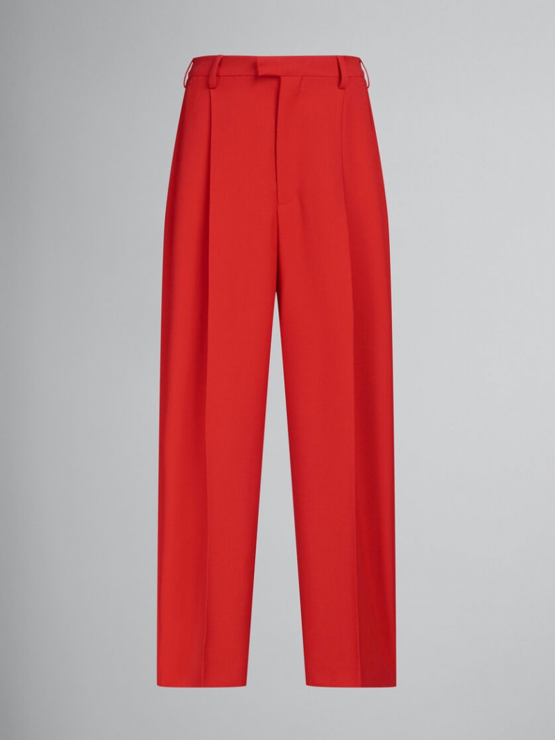 Marni Tropical Μαλλί Tailored Trousers κοκκινα | YGRVQ97950