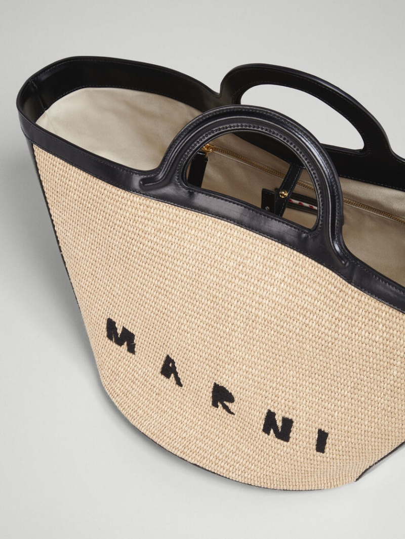 Marni Tropicalia Large Bag δερματινα And Raffia μαυρα | GRQAV32528