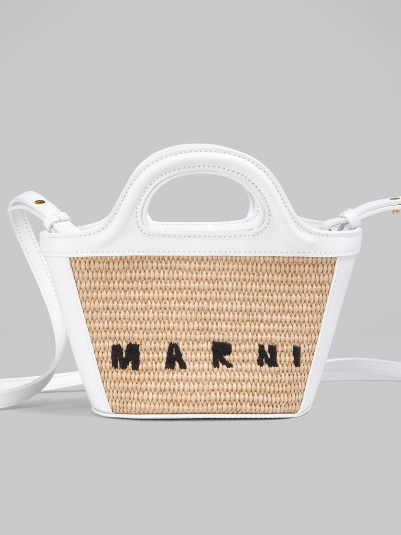 Marni Tropicalia Micro Bag δερματινα And Raffia ασπρα | GREAH36979