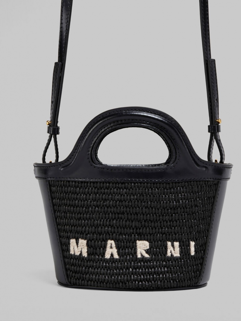 Marni Tropicalia Micro Bag δερματινα And Raffia μαυρα | GRXMI47383