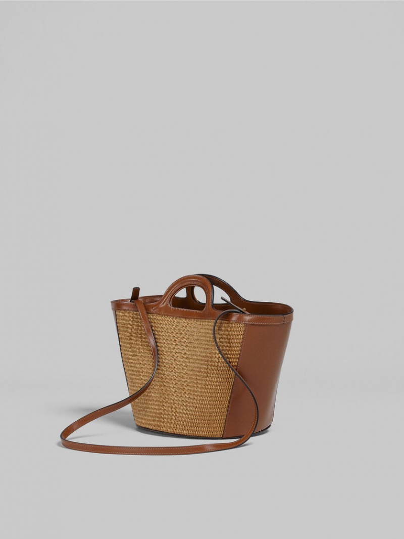 Marni Tropicalia Small Bag δερματινα And Raffia καφε | DGRKV53387