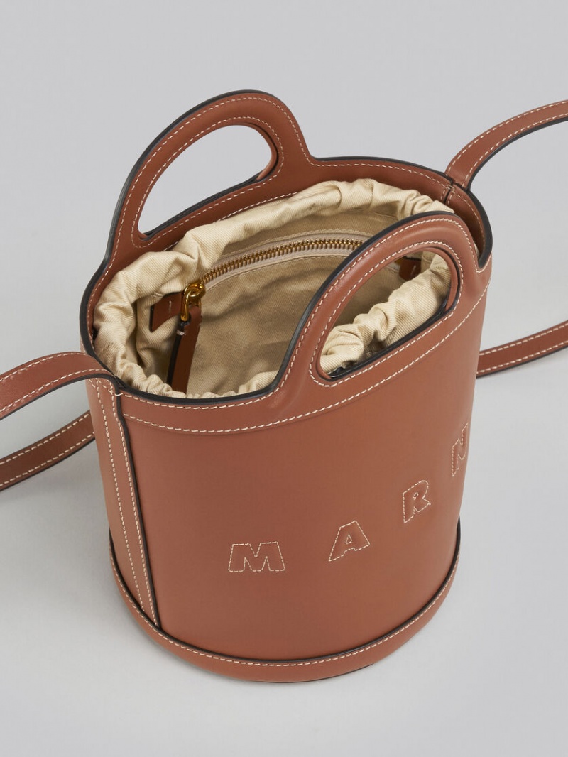 Marni Tropicalia Small Bucket Bag δερματινα καφε | GGRUC43550