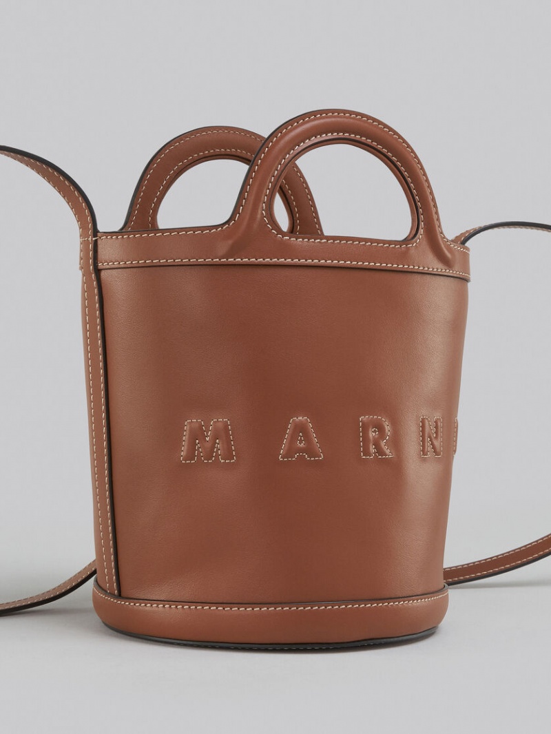 Marni Tropicalia Small Bucket Bag δερματινα καφε | GGRUC43550