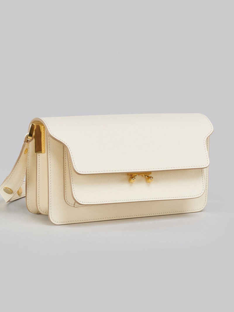 Marni Trunk Bag E/W In White Saffiano δερματινα ασπρα | LGRSX63259