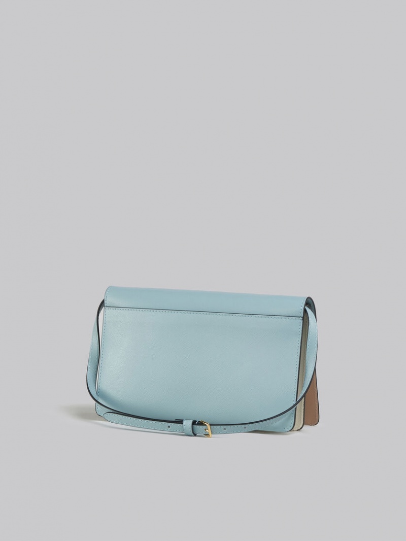 Marni Trunk Clutch δερματινα ανοιχτο μπλε Μπεζ ασπρα | TGRWZ23845