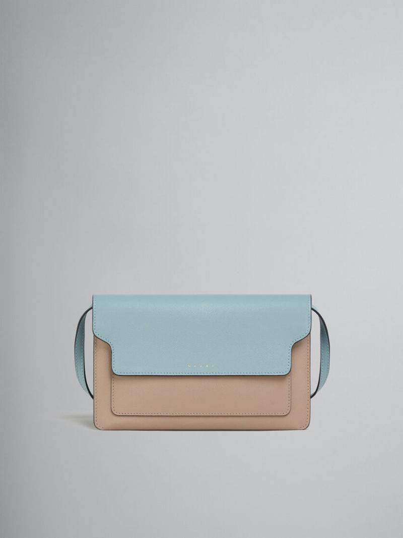 Marni Trunk Clutch δερματινα ανοιχτο μπλε Μπεζ ασπρα | TGRWZ23845