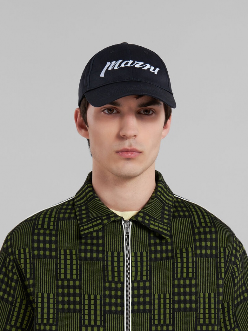 Marni Twill Baseball Cap With Embroidered Logo μαυρα | GREAH64727