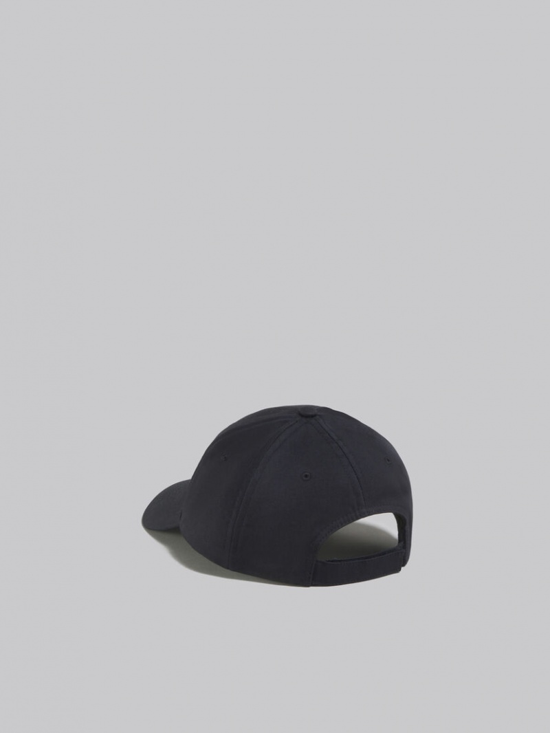 Marni Twill Baseball Cap With Embroidered Logo μαυρα | GREAH64727