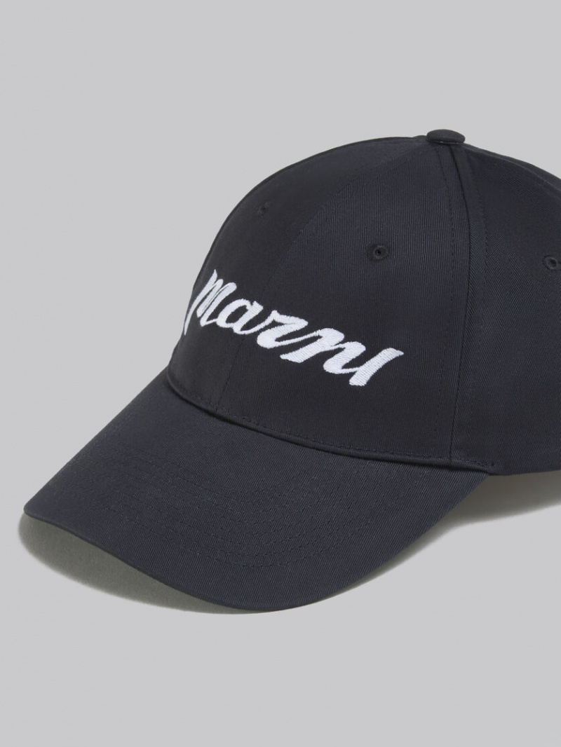 Marni Twill Baseball Cap With Embroidered Logo μαυρα | GREAH64727