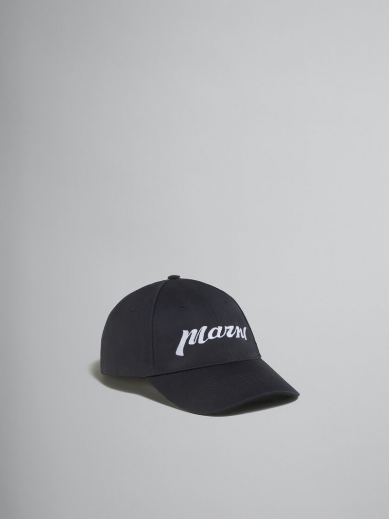 Marni Twill Baseball Cap With Embroidered Logo μαυρα | GREAH64727