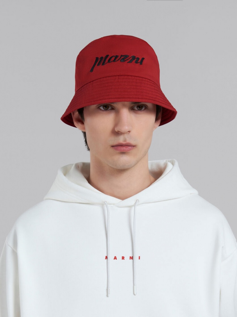 Marni Twill Bucket Hat With Embroidered Logo κοκκινα | ZGRMJ14035