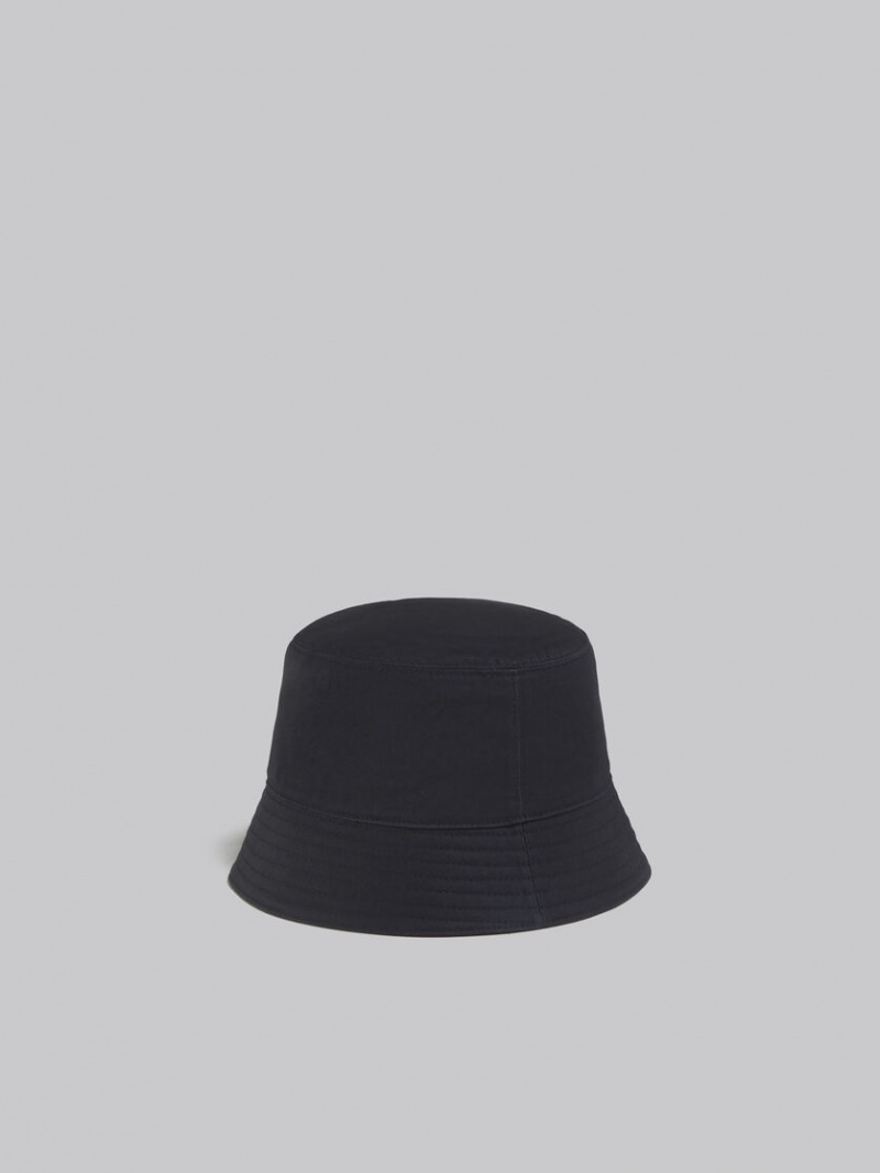 Marni Twill Bucket Hat With Embroidered Logo μαυρα | GRCVG74799