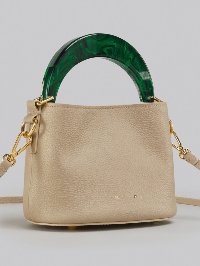 Marni Venice Mini Bucket Bag δερματινα ανοιχτο καφε | AGRDF75167