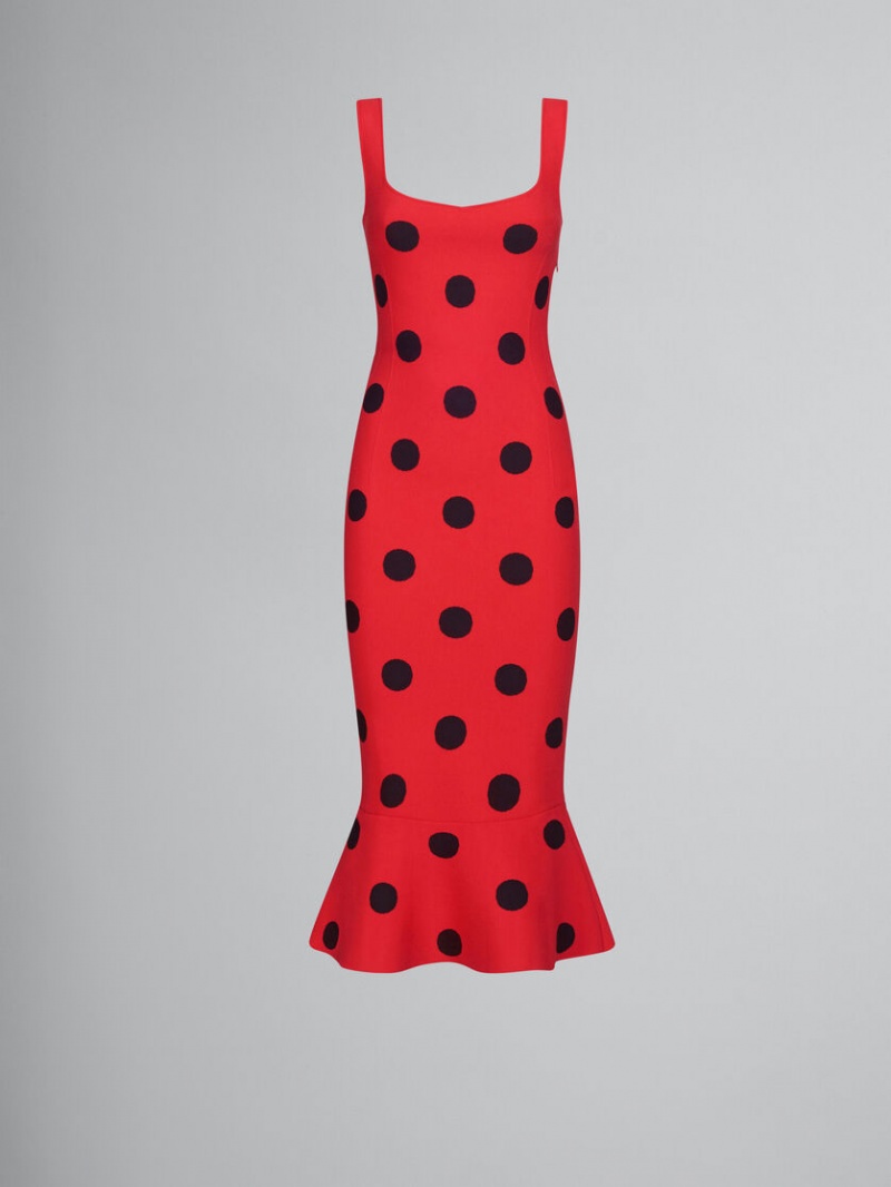 Marni Viscose Sheath With Polka Dots κοκκινα | LGRTR88669