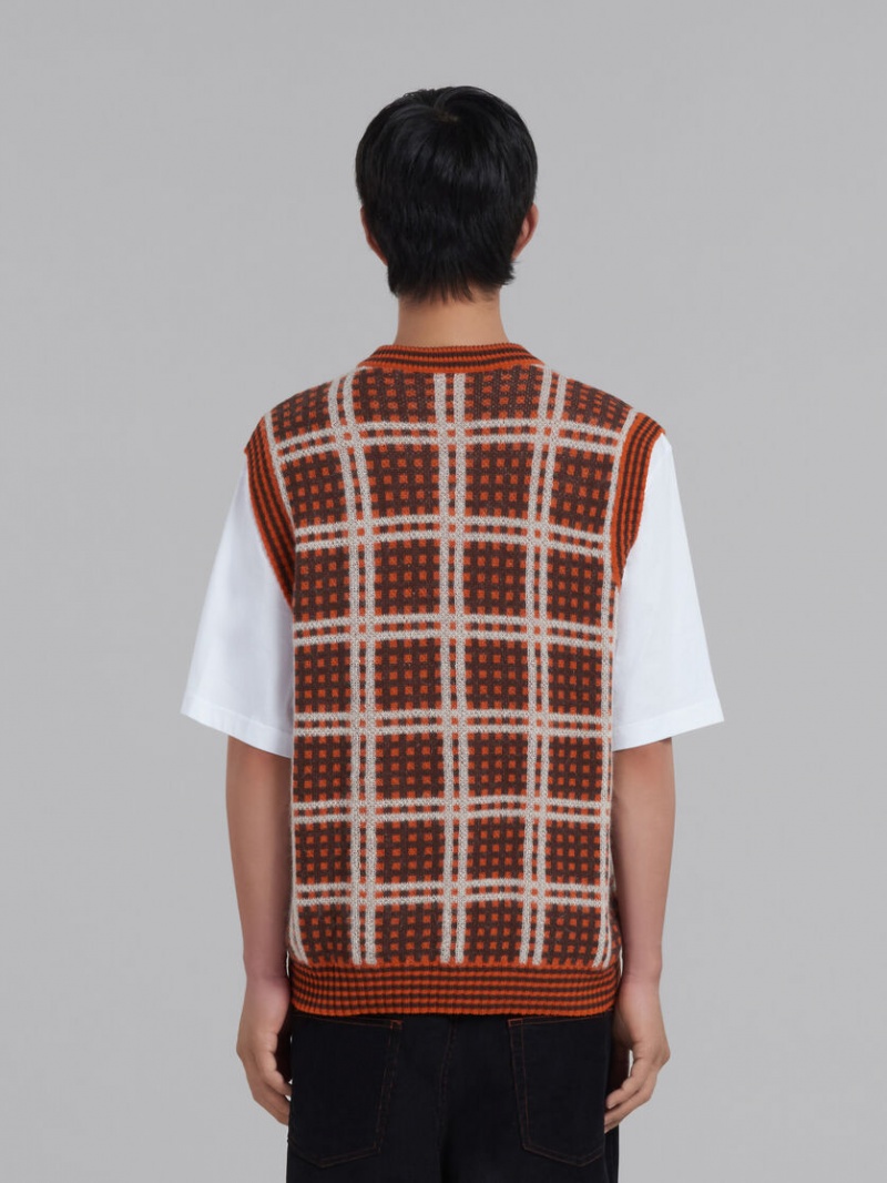 Marni V-neck Vest With '50s Check κοκκινα | ZGRNQ77261