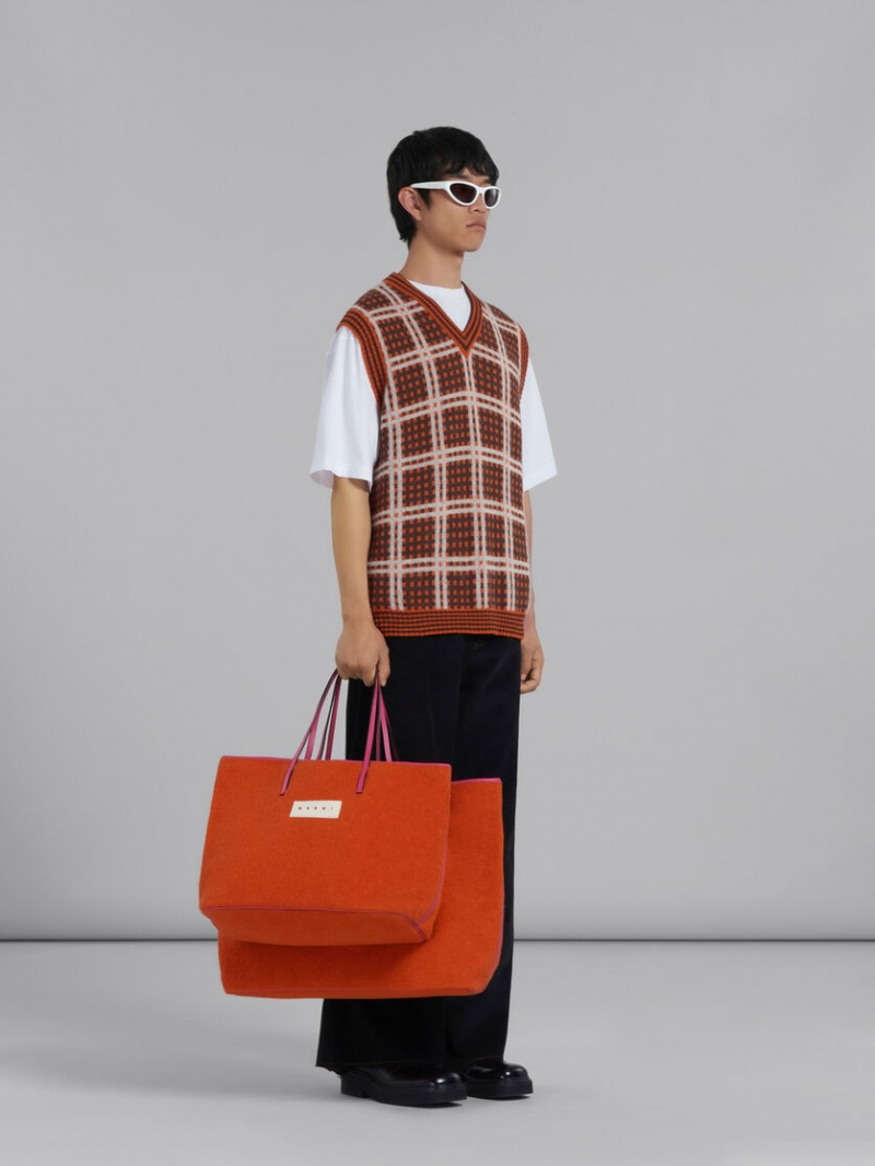 Marni V-neck Vest With '50s Check κοκκινα | ZGRNQ77261