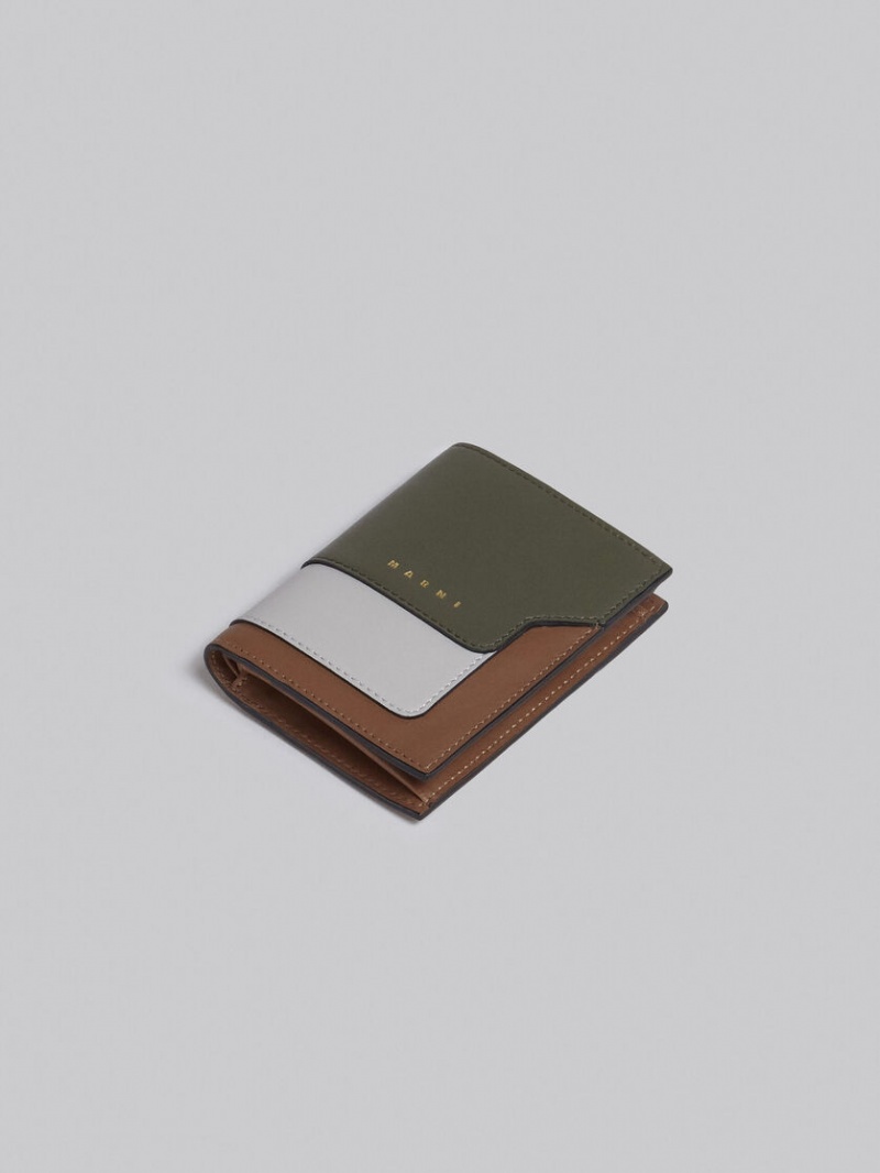 Marni δερματινα Bi-fold Wallet γκρι ασπρα καφε | DGRVO63232