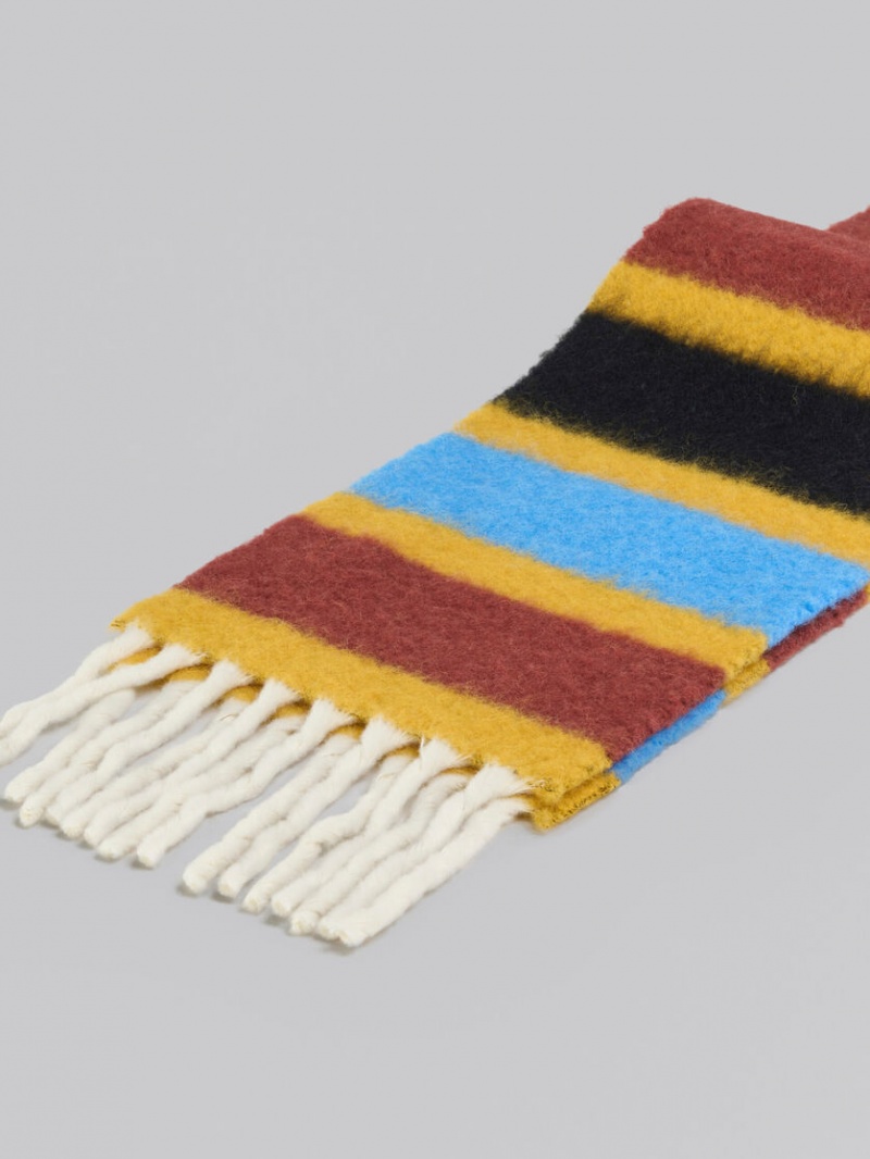 Marni Ριγέ Brushed Alpaca Scarf μπλε | GRIIZ95894