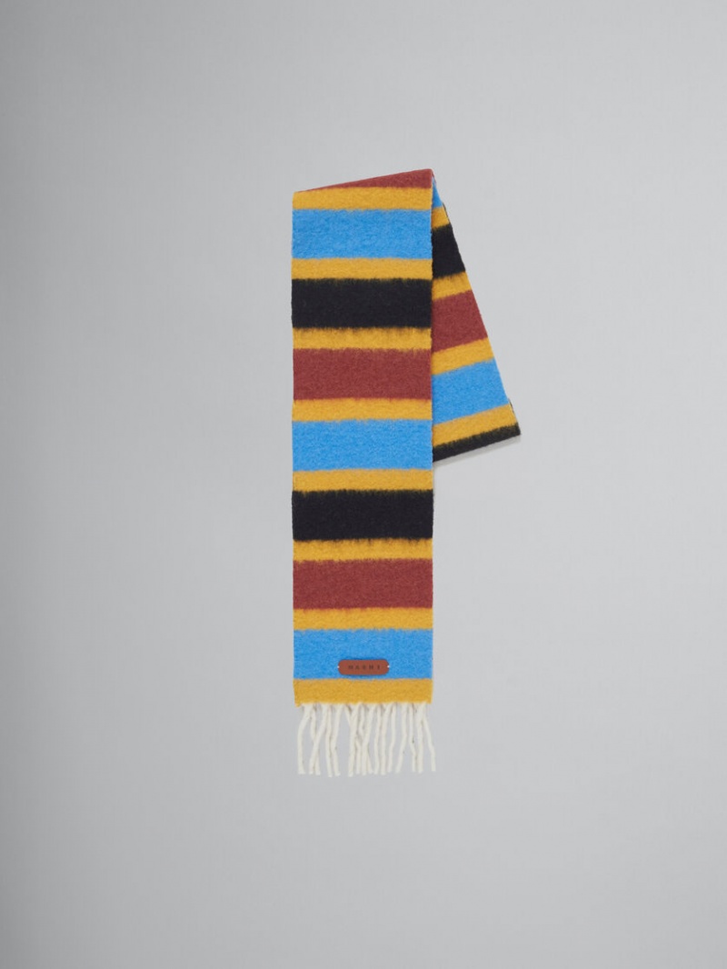 Marni Ριγέ Brushed Alpaca Scarf μπλε | GRIIZ95894