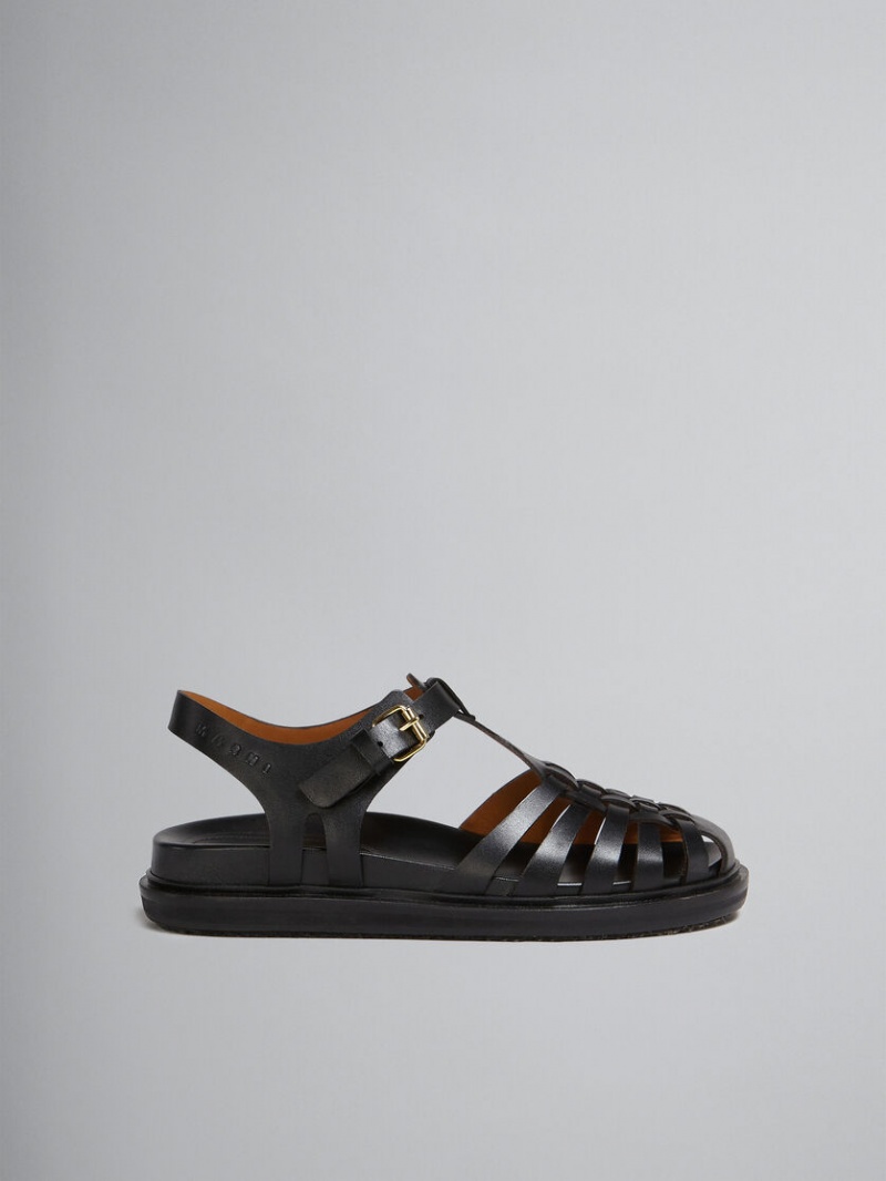 Marni δερματινα Fisherman\'s Sandal μαυρα | GRICD23461