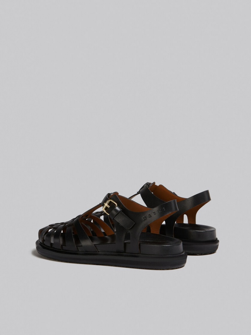 Marni δερματινα Fisherman's Sandal μαυρα | MGRFT97366